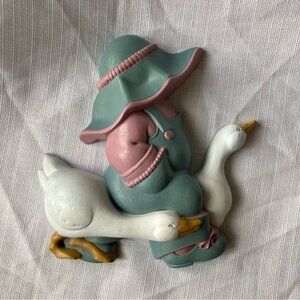 Vintage 1988 Burwood Country Geese & Boy in Bonnet Hard Plastic Wall Hanging!